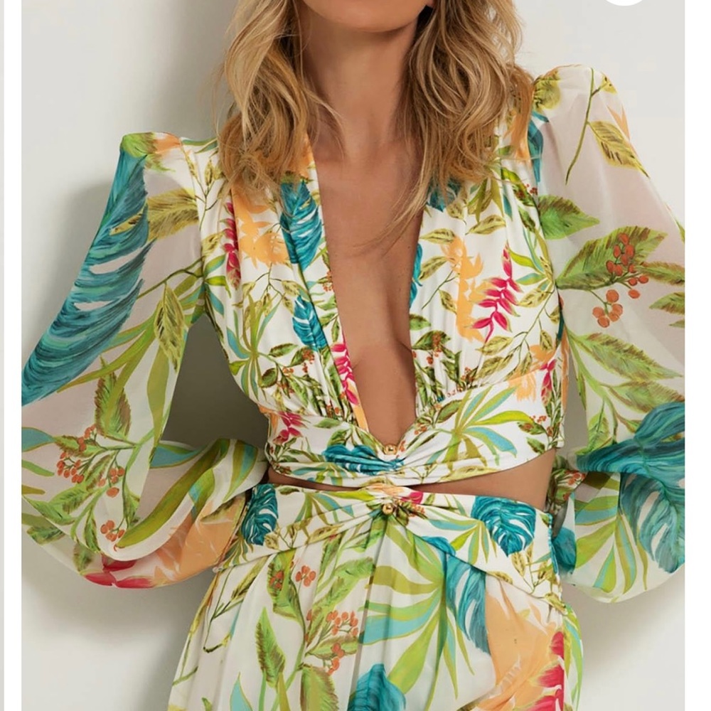 PatBO Tropicalia Plunge Maxi Dress